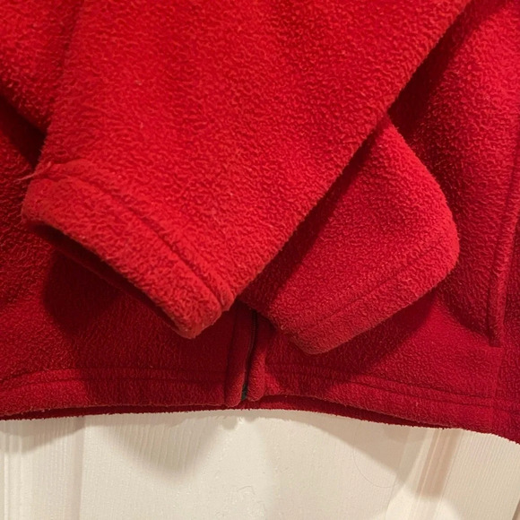 L.L. Bean Women’s Y2K Red Full Zip Hooded Fleece Jacket Hooded Pockets Size S - Picture 6 of 10